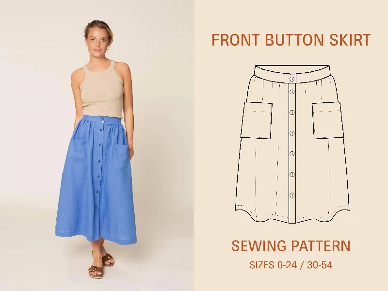 Front Button Skirt Pattern maxi skirt elegant
