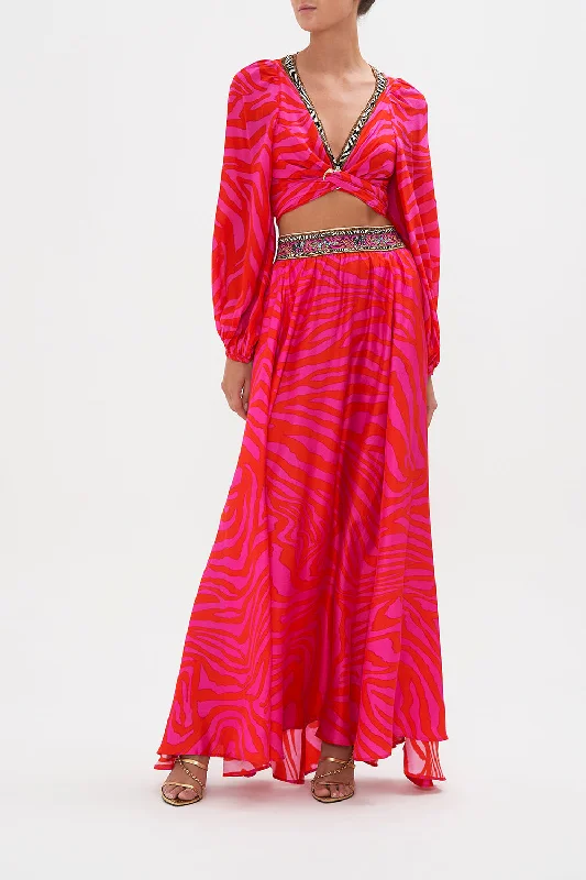 FULL SKIRT WITH GATHERED FRONT PANEL ZEBRA ZONE a-line skirt cut