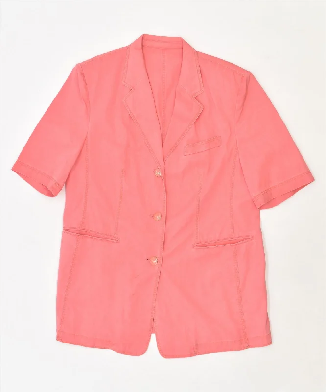 ANTONETTE JEANS Womens Short Sleeve 3 Button Blazer Jacket UK 18 XL Pink Snapped Jacket Toggled Jacket Drawstring Jacket