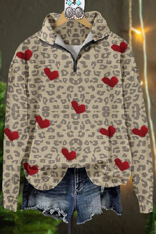 Classic Valentine's Day Contrast Sweatshirt Hoodie with Hem Patch Decorative Personalized