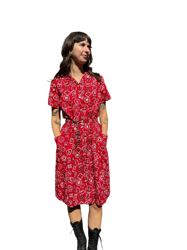 Vintage Tregos Red Bandana Dress SZ S | Barn Owl Vintage Dresses| Seattle Vintage Dresses Tunics Stylish elegant Vintage Tregos Red Bandana Dress SZ S | Barn Owl Vintage Dresses| Seattle Vintage Dresses Tunics Stylish elegant