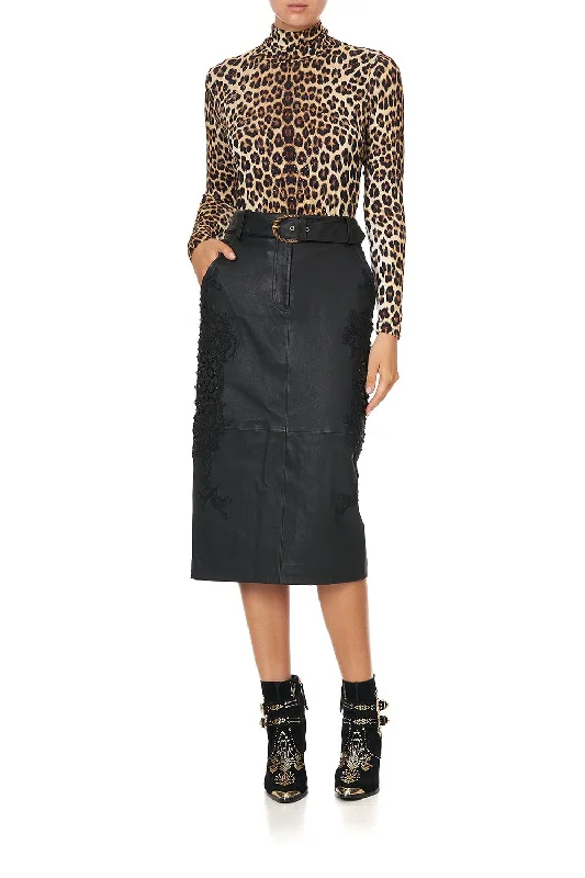 MIDI LEATHER SKIRT LEATHER relaxed fit skirt