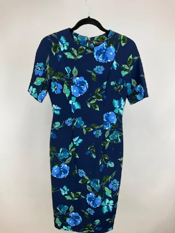 MAGGY LONDON BLUE FLORAL DRESS SZ 2 Tunics Fleece cozy
