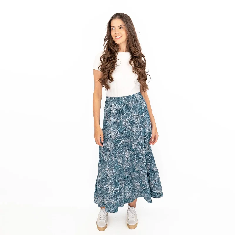 Seasalt Teal Dotted Skies Dark Eden Line Strokes Flare Maxi Skirt velvet skirt plush Seasalt Teal Dotted Skies Dark Eden Line Strokes Flare Maxi Skirt velvet skirt plush