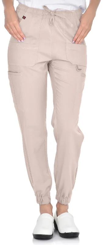 Detailed Jogger Pant By MediChic XS-2XL / Khaki Modern Stretch Trousers