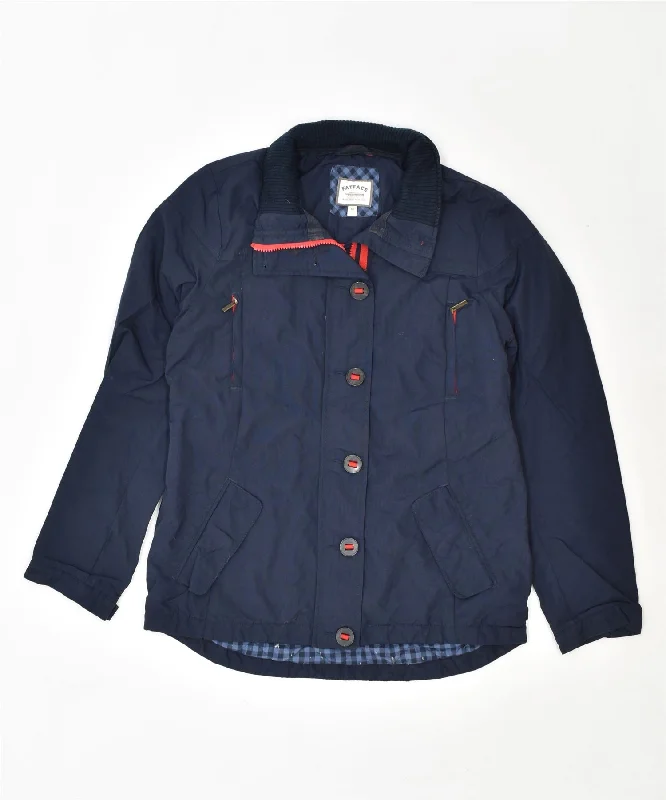 FAT FACE Womens Windbreaker Jacket UK 10 Small Navy Blue Nylon Lace Jacket Ribbed Jacket Sequined Jacket