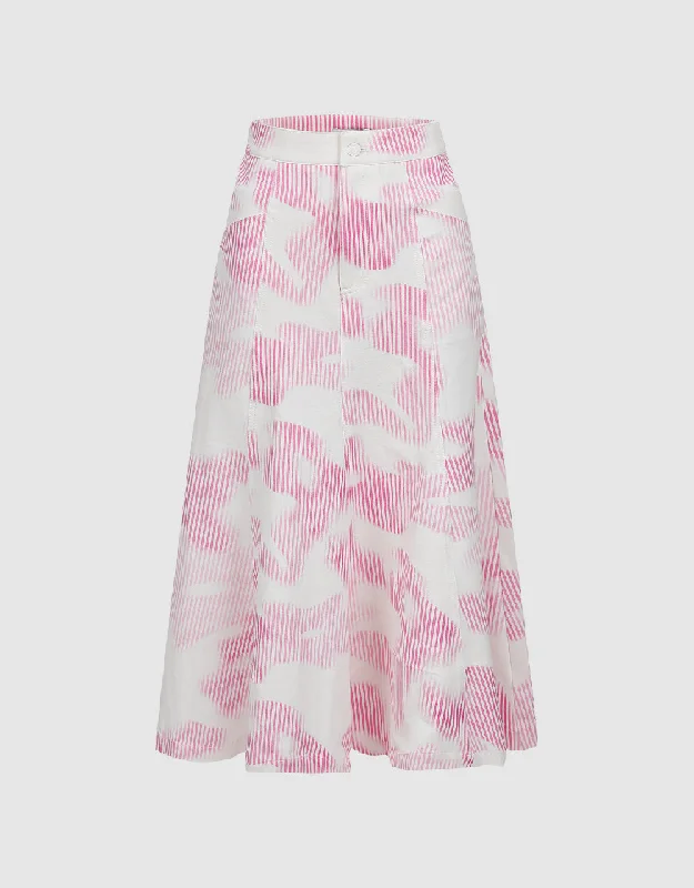 Printed Midi Fishtail Skirt wool skirt sturdy