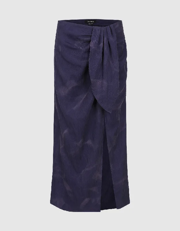 Wrapped Midi Straight Skirt linen skirt airy
