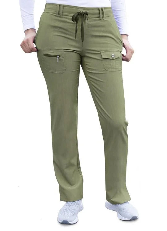 Pro Heather Slim Fit 6 Pocket Scrubs Pant by Adar XXS-3XL (Tall) / HEATHER OLIVE Casual Track Pants