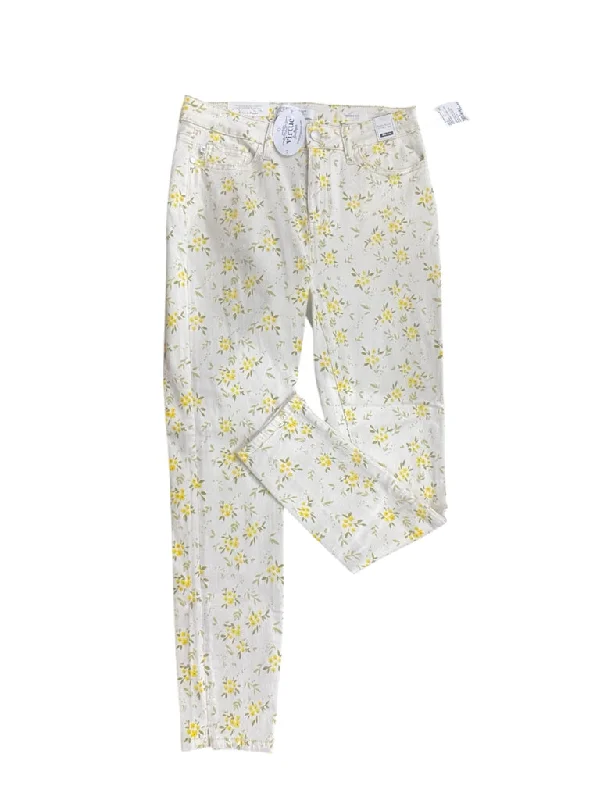 White/Yellow Judy Blue Pants NEW Women's Trendy High-Waist Trousers