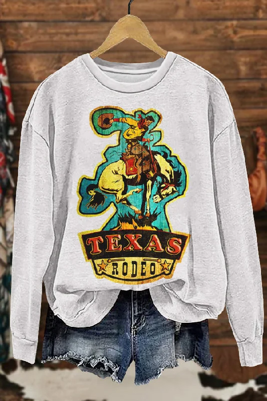 Cozy Texas Cowboys Rodeo Print Sweatshirt Hoodie with Hem Patch Decorative Personalized