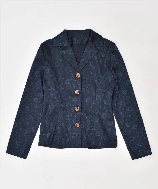 VINTAGE Womens 4 Button Blazer Jacket UK 8 Small Navy Blue Polyester Faux Fur Jacket Real Fur Jacket Shearling Jacket VINTAGE Womens 4 Button Blazer Jacket UK 8 Small Navy Blue Polyester Faux Fur Jacket Real Fur Jacket Shearling Jacket