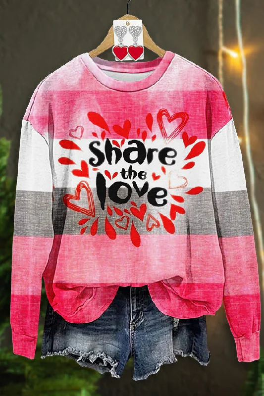 Sweet Valentine's Day Print Sweatshirt Hoodie with Drop Shoulder Relaxed Streetwear