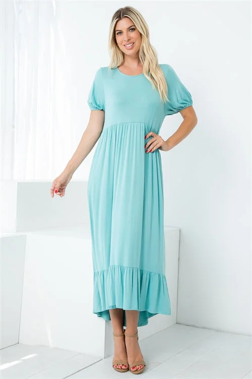 Size Small Mint Buttery Soft Puff Sleeve Dress with Pockets Tunics Prom sequined