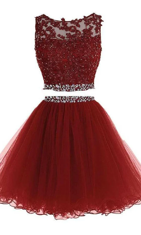Short Two Pieces Prom Dresses with High Illusion Neckline Features Rhinestone and Applique P529 Tunics Brand named Short Two Pieces Prom Dresses with High Illusion Neckline Features Rhinestone and Applique P529 Tunics Brand named