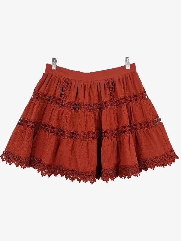 Seven Wonders Rusty Boho Lace Mini Skirt Size M relaxed fit skirt