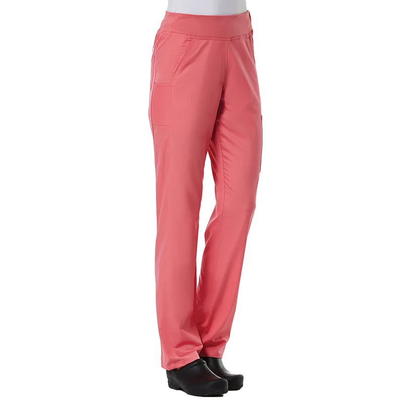 PURE Yoga 7 Pocket Scrub Pant by Maevn (Regular)  / Strawberry Pink Comfortable Jogger Trousers