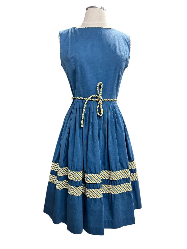 1950s Blue Cotton Dress M Tunics Top rated