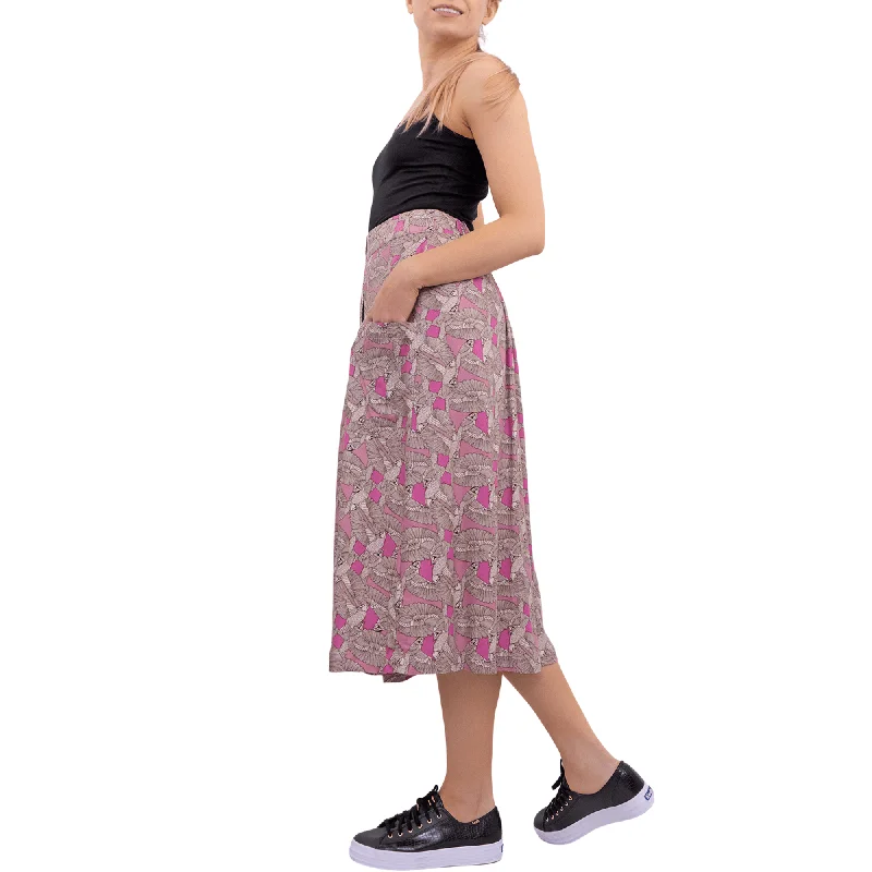 White Stuff Portray Pink Floral Print Lightweight Midi Skirt athletic skirt fit