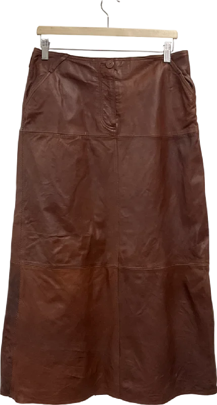 Next Brown Florere Leather Pencil Midi Skirt UK 14 chiffon skirt flowing