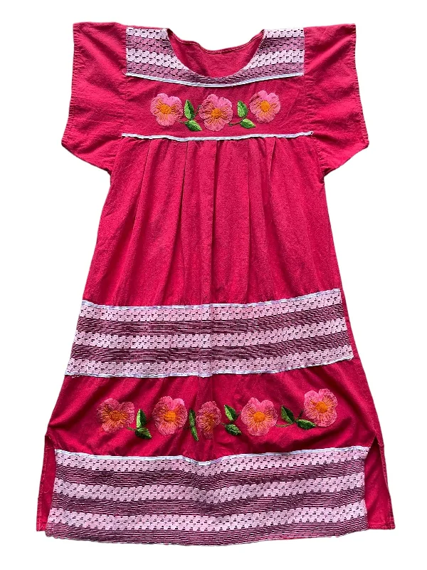 Vintage Mexican Red Embroidered Dress XL Tunics Sophisticated sleek