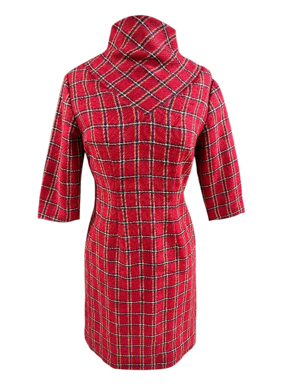 1960s Plaid Wool Blend Dress S Tunics Mesh breathable