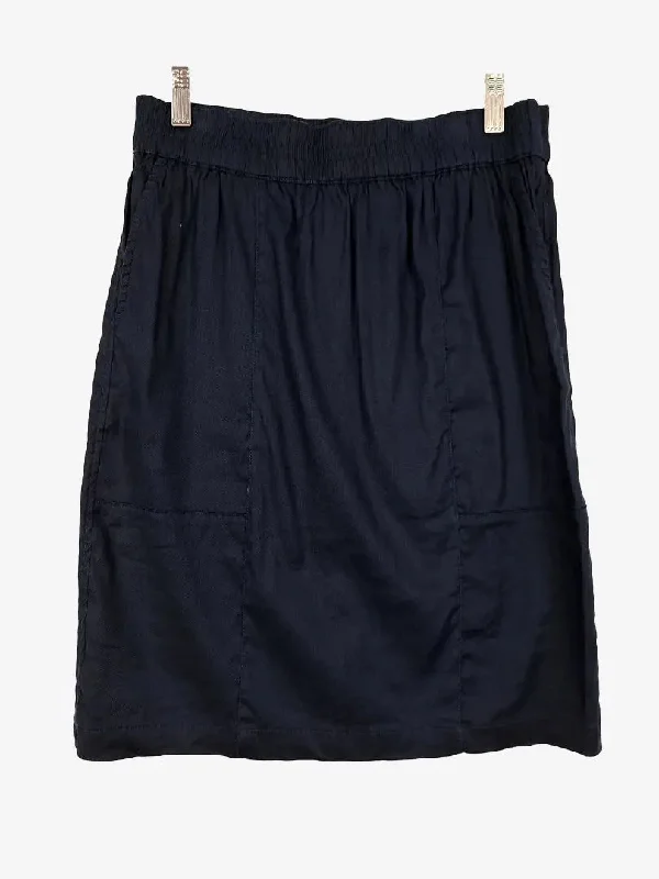 Trenery Navy everyday Straight Mini Skirt Size 10 velvet skirt glossy