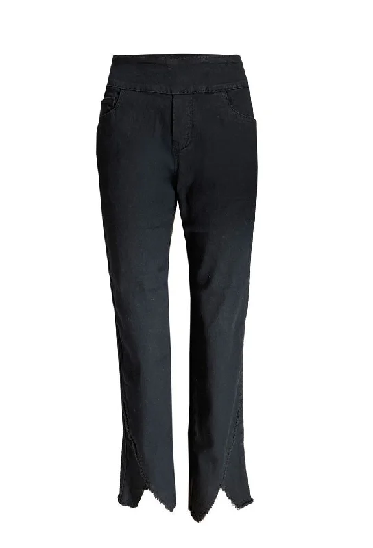 Black Ankle Pant w/ Fray Hem Fashionable Work Pants