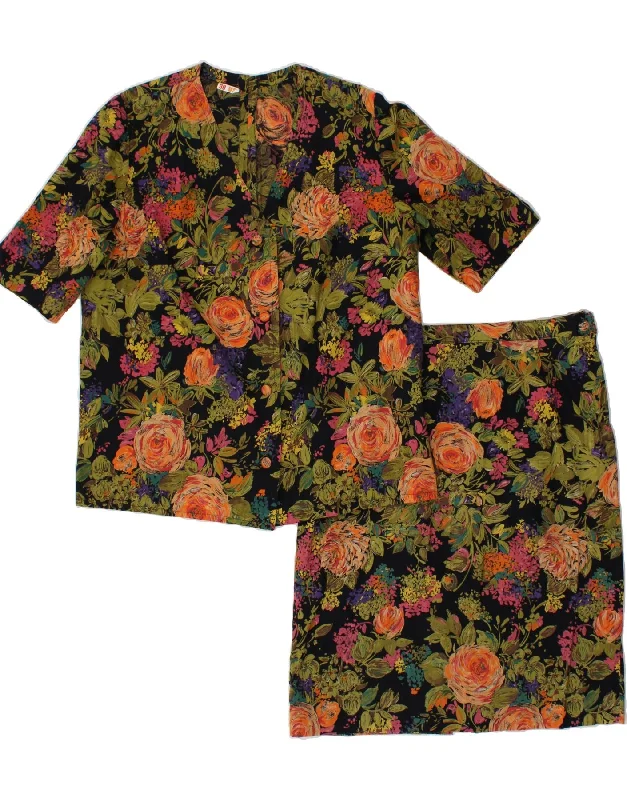 VINTAGE Womens 2 Piece Skirt Set UK 14 Large W32  Multicoloured Floral patchwork skirt art