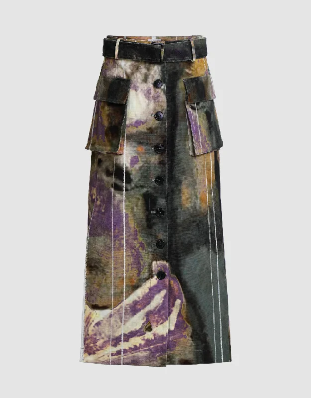 Maxi Printed Straight Skirt leather skirt bold