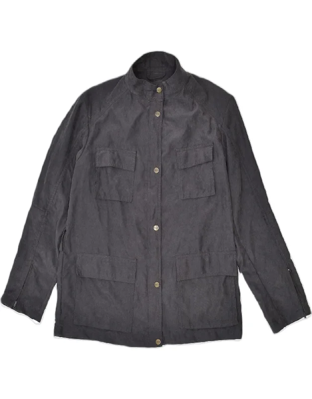 MCROSS Womens Utility Jacket EU 42 Medium Grey Polyester Denim Jacket Leather Jacket Suede Jacket