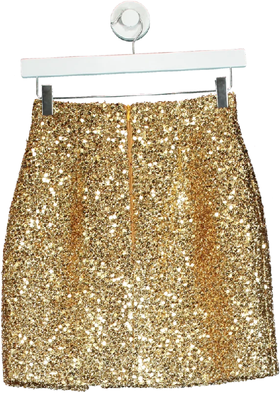 RASARIO Gold Sequin High Rise Mini Skirt UK 6 velvet skirt luxurious