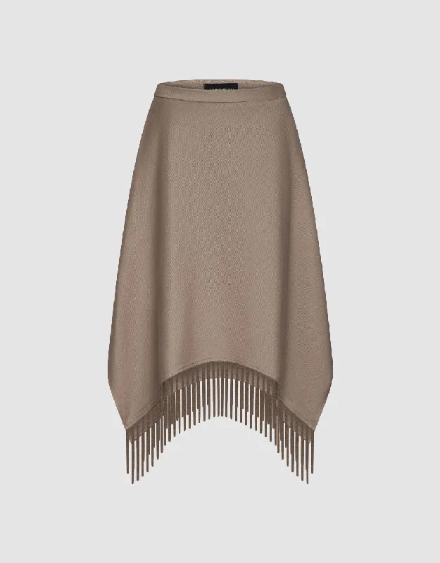 Midi A-Line Skirt With Tassel corduroy skirt textured