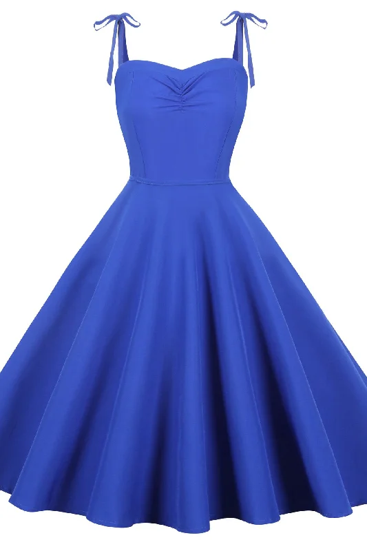 Royal Blue A-Line Sleeveless Cocktail Party Dress Shift Classic Vintage