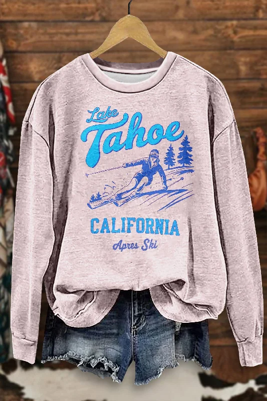Vintage Lake Tahoe Ski Sweatshirt Hoodie with Relaxed Fit Easy Casual
