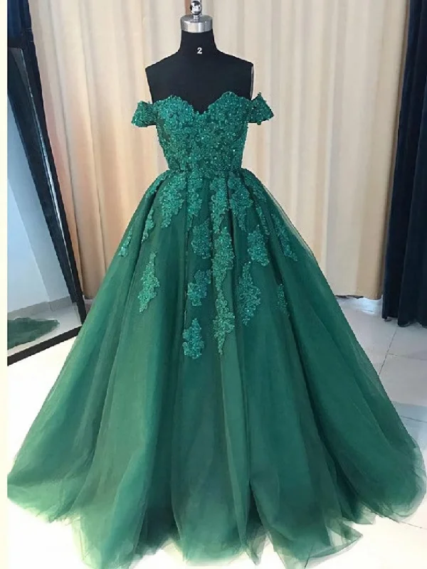 Green Off Shoulder Ball Gown Party Dress, Gorgeous Tulle Evening Formal Dress Tunics Stylish elegant Green Off Shoulder Ball Gown Party Dress, Gorgeous Tulle Evening Formal Dress Tunics Stylish elegant