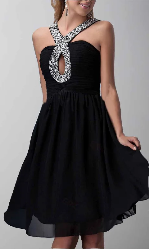 Keyhole Sequin Halter Straps Short Black Graduation Prom Dresses P441 Tunics Versatile functional Keyhole Sequin Halter Straps Short Black Graduation Prom Dresses P441 Tunics Versatile functional