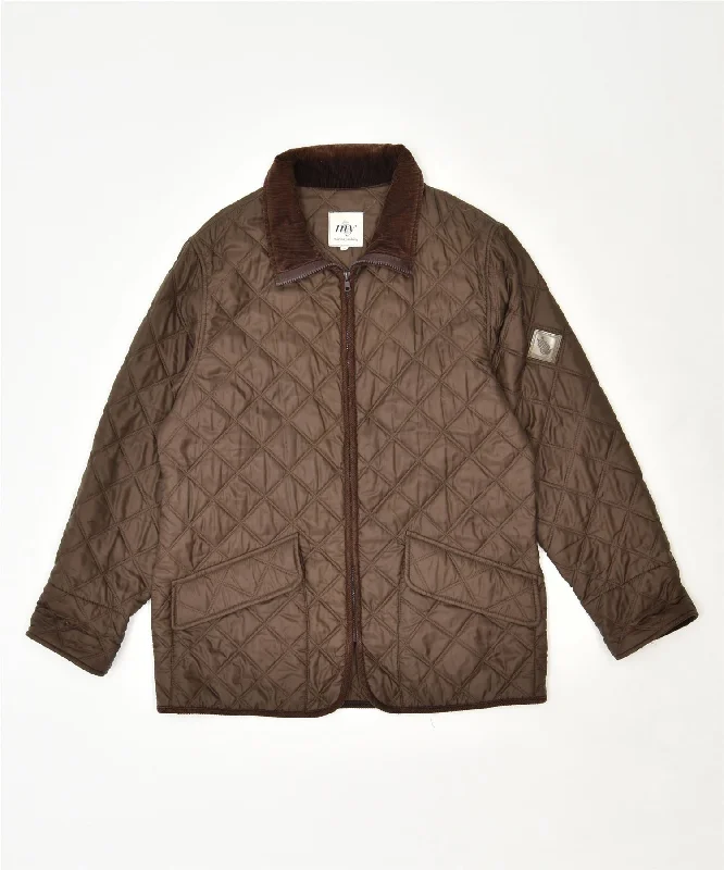 MARINA YACHTING Womens Quilted Jacket IT 46 Large Brown Tailored Jacket Straight Jacket A-Line Jacket