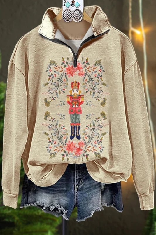 Classic Contrast Color Christmas Nutcracker Print Sweatshirt Hoodie with Raglan Sleeves Sporty Comfortable Classic Contrast Color Christmas Nutcracker Print Sweatshirt Hoodie with Raglan Sleeves Sporty Comfortable