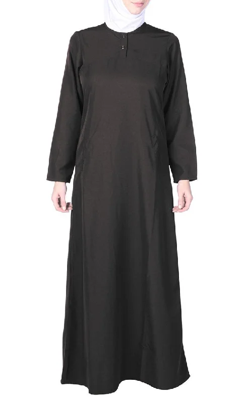 Casual Everyday Comfortable Amatullah Abaya Dress-Black Tunics Evening elegant
