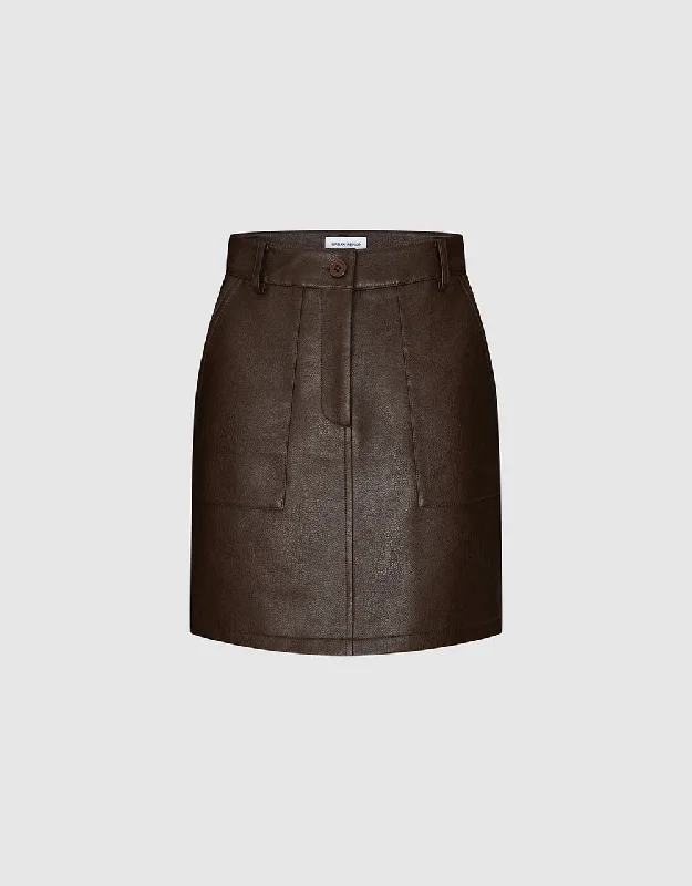 Vegan Leather Mini A-Line Skirt leather skirt durable