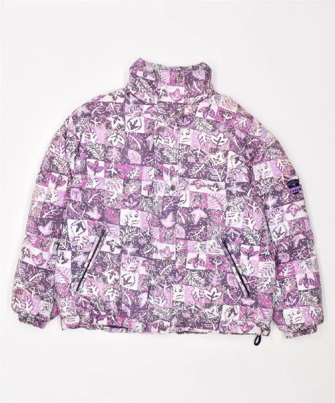 DIADORA Womens Oversized Padded Jacket UK 14 Medium Purple Polyester Zippered Jacket Buttoned Jacket Snapped Jacket