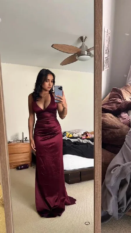 Satin Plunging V- Neckline Long Evening Dress, Prom Dresses, Evening Party Dresses Tunics Exclusive limited Satin Plunging V- Neckline Long Evening Dress, Prom Dresses, Evening Party Dresses Tunics Exclusive limited