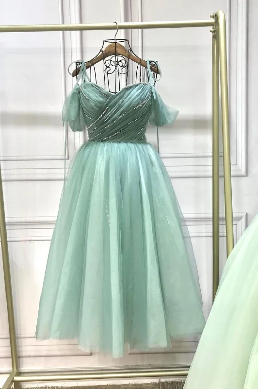 Green Tulle Short A-Line Prom Dress, Cute A-Line Homecoming Party Dress Tunics Wedding white Green Tulle Short A-Line Prom Dress, Cute A-Line Homecoming Party Dress Tunics Wedding white