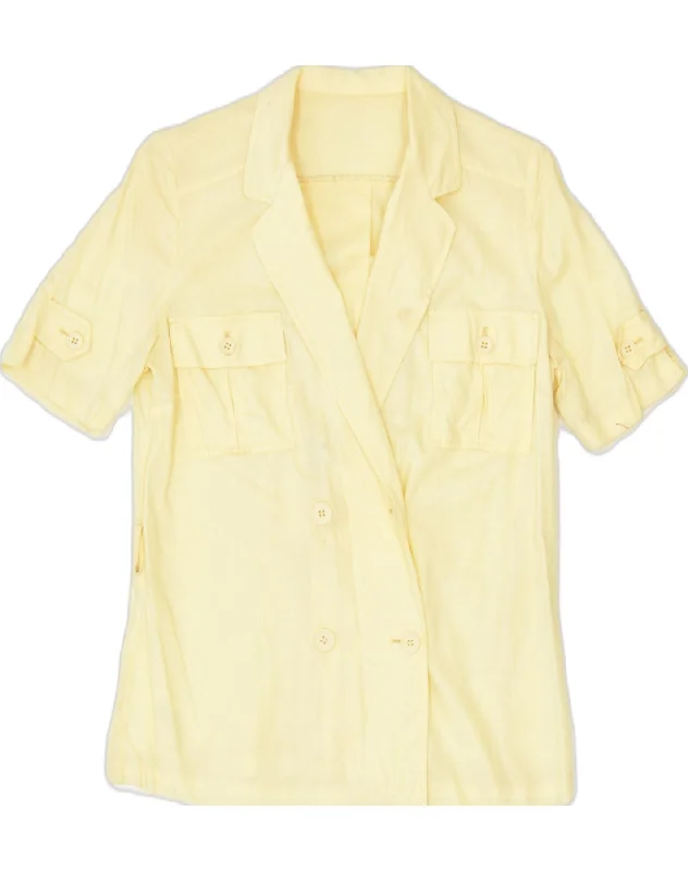 VINTAGE Womens Double Breasted Blazer Jacket EU 38/40 Medium Yellow Toggled Jacket Drawstring Jacket Belted Jacket