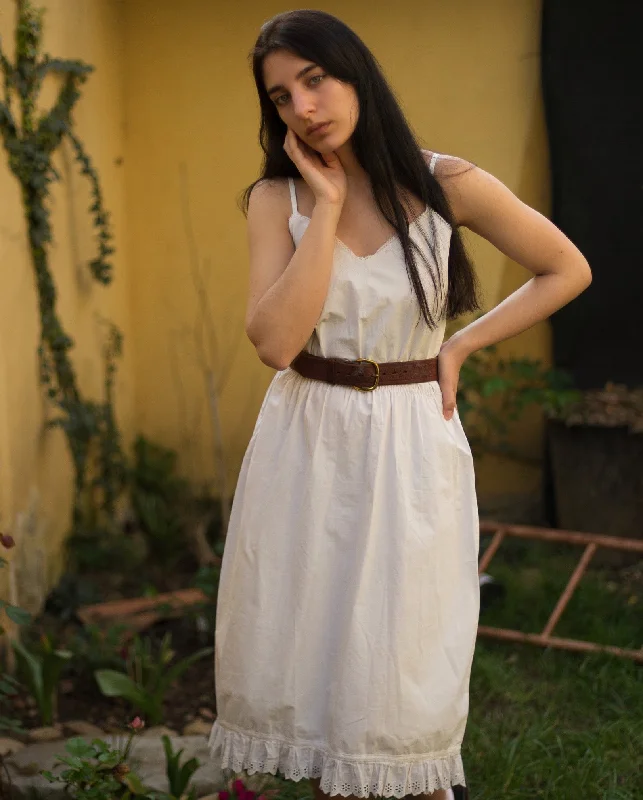 Antique cotton embroidered and eyelet hem dress, s-m Tunics Short Trendy