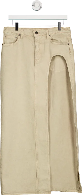 GRLFRND Beige Denim Maxi Skirt W27 silk skirt smooth