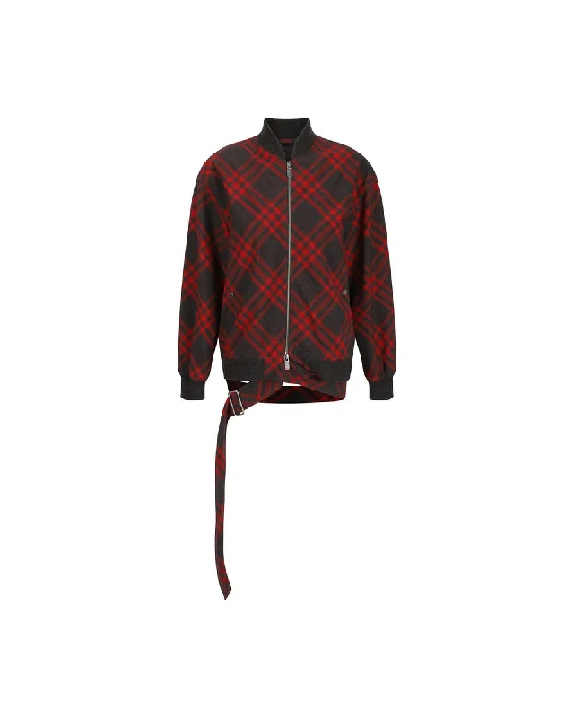 Burberry Double-Zip Jacket with Archivio Check Pattern and Ribbed Wool Trim Satin Jacket Silk Jacket Chiffon Jacket