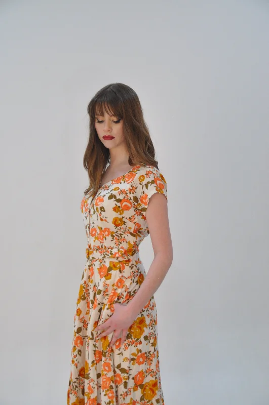 Tuscan Orange Floral Linen Dress Tunics Review highly