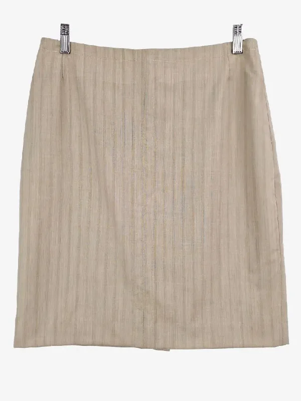Country Road Beige Stripe Wool Skirt Size 12 modal blend skirt